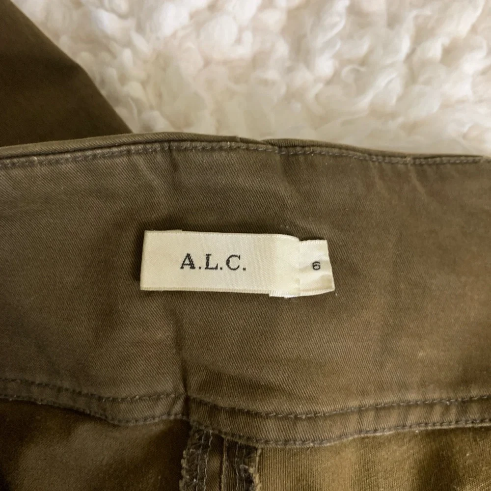 A.L.C. Kyle Pants Thyme Olive Lace-Up & Side Zip High-Waisted Pants